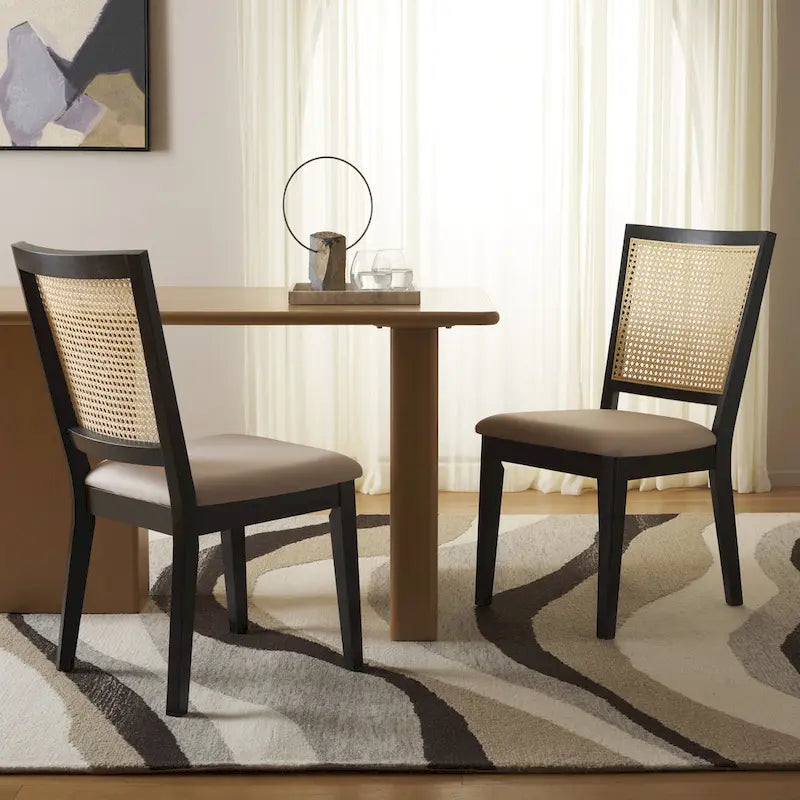 Sedia da pranzo Black Rattan Back, set da 2