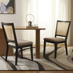 Sedia da pranzo Black Rattan Back, set da 2