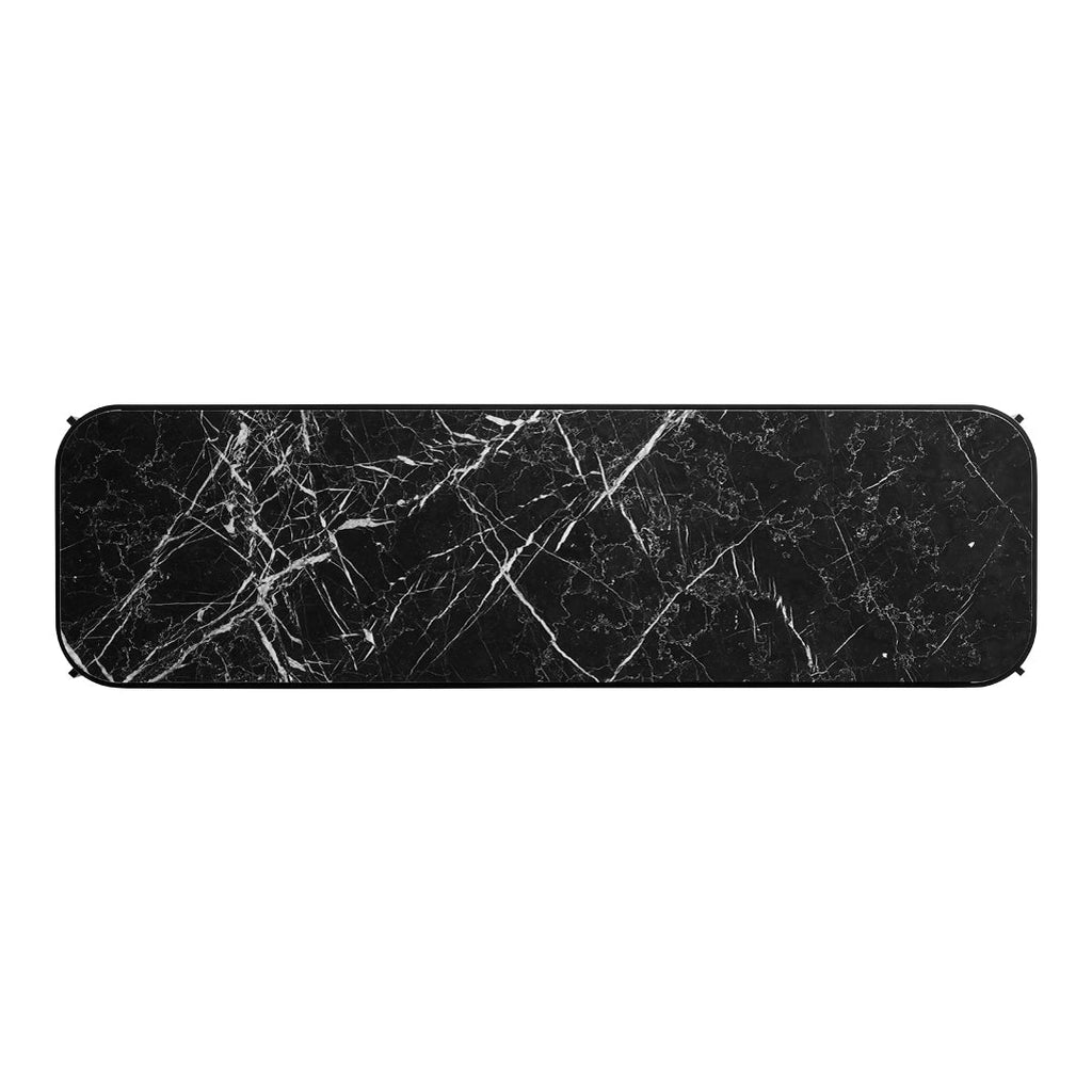 Consolle in marmo nero minimalista e acciaio con venature in pietra naturale per ingresso