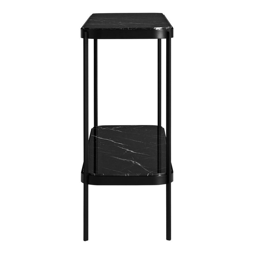 Consolle in marmo nero minimalista e acciaio con venature in pietra naturale per ingresso
