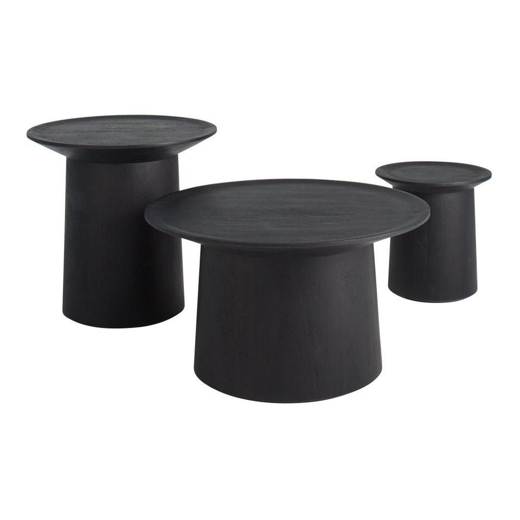 Tavolino da caffè moderno minimalista in legno di acacia annerito con bordo smussato per salotto