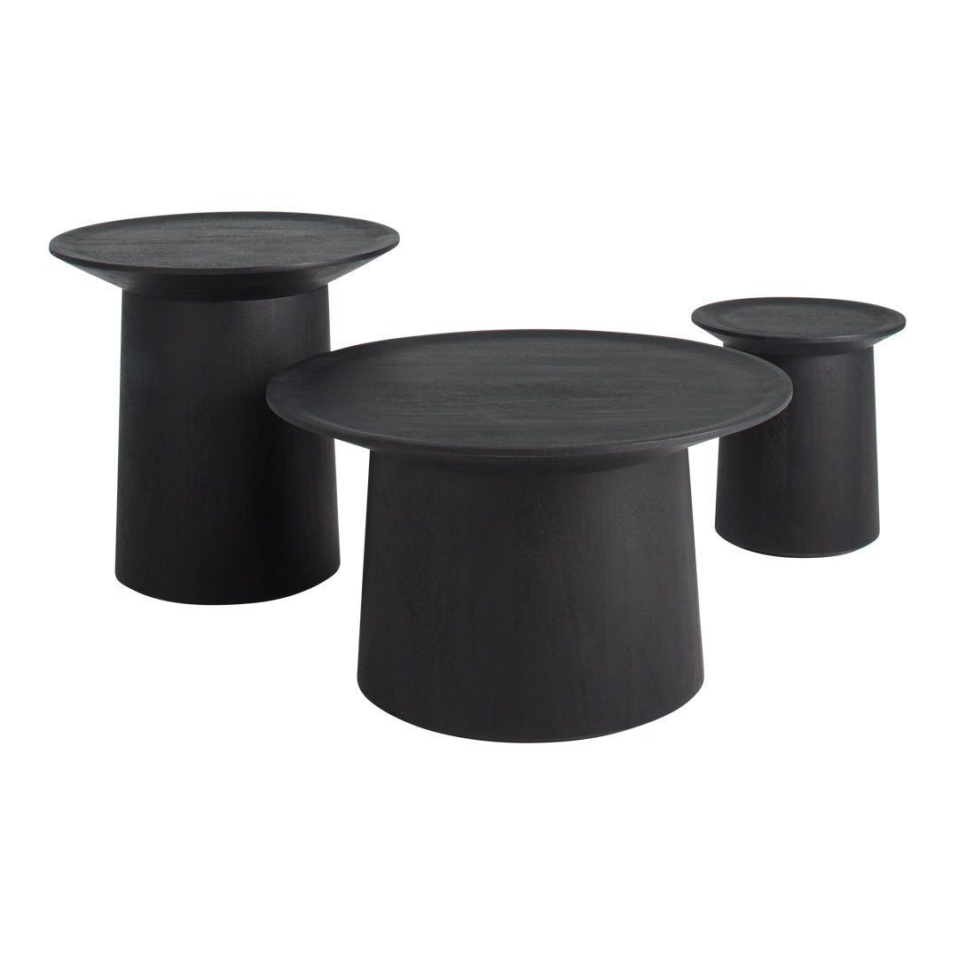 Tavolino da caffè moderno minimalista in legno di acacia annerito con bordo smussato per salotto