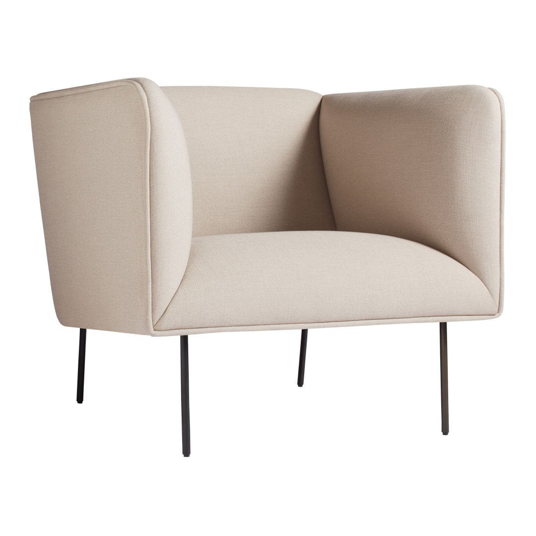 Poltrona lounge alta, moderna ed elegante, in velluto, con gambe in tubolare d'acciaio annerito per il soggiorno