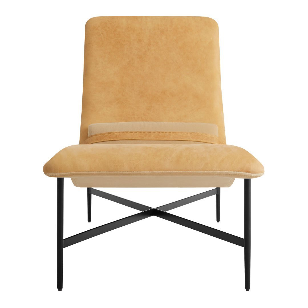 Chaise longue contemporanea industriale in pelle e acciaio con cuscino lombare scorrevole per soggiorno