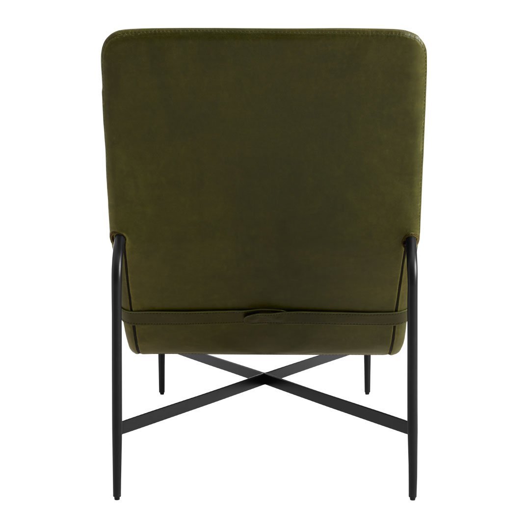 Chaise longue contemporanea industriale in pelle e acciaio con cuscino lombare scorrevole per soggiorno