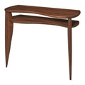Consolle da parete scandinava in noce massello naturale con doppie mensole curve per ingresso