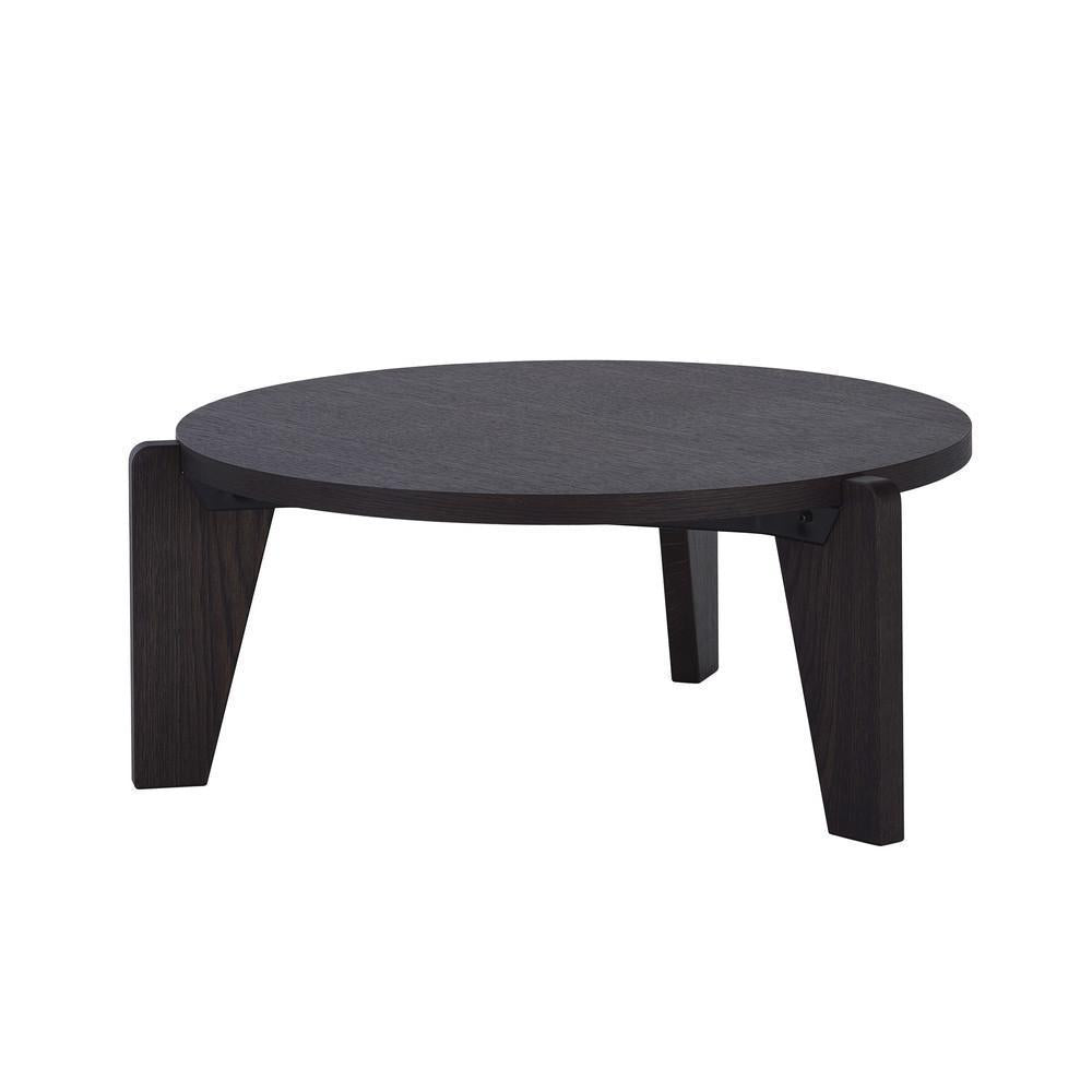 Tavolino rotondo classico francese in legno massello con design firmato Jean Prouvé per il soggiorno