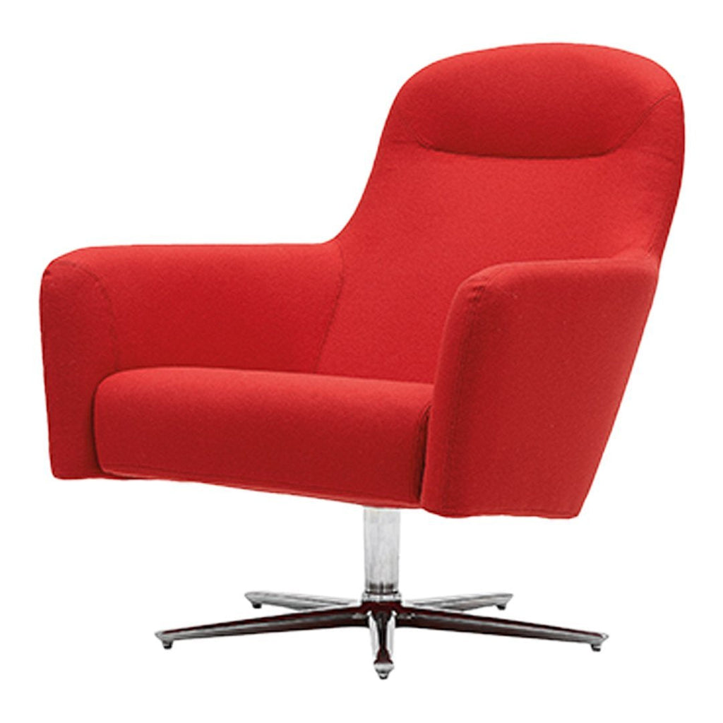 Poltrona girevole bassa imbottita Modern Classic con forma dinamica arrotondata per soggiorno