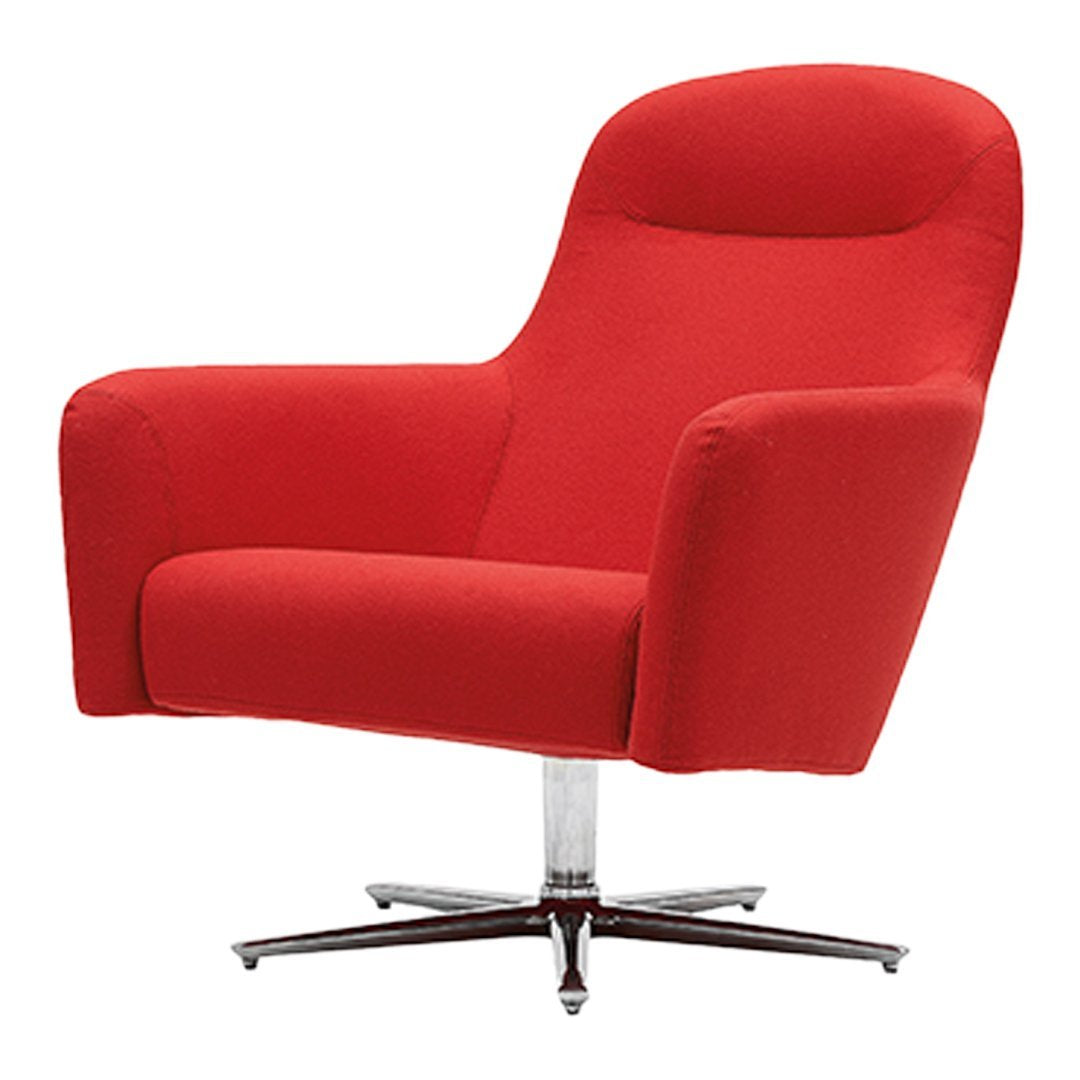 Poltrona girevole bassa imbottita Modern Classic con forma dinamica arrotondata per soggiorno
