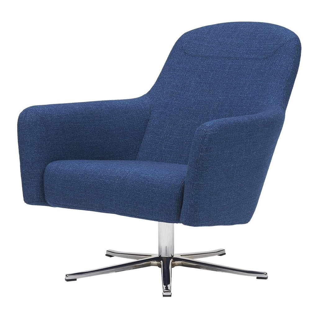 Poltrona girevole bassa imbottita Modern Classic con forma dinamica arrotondata per soggiorno
