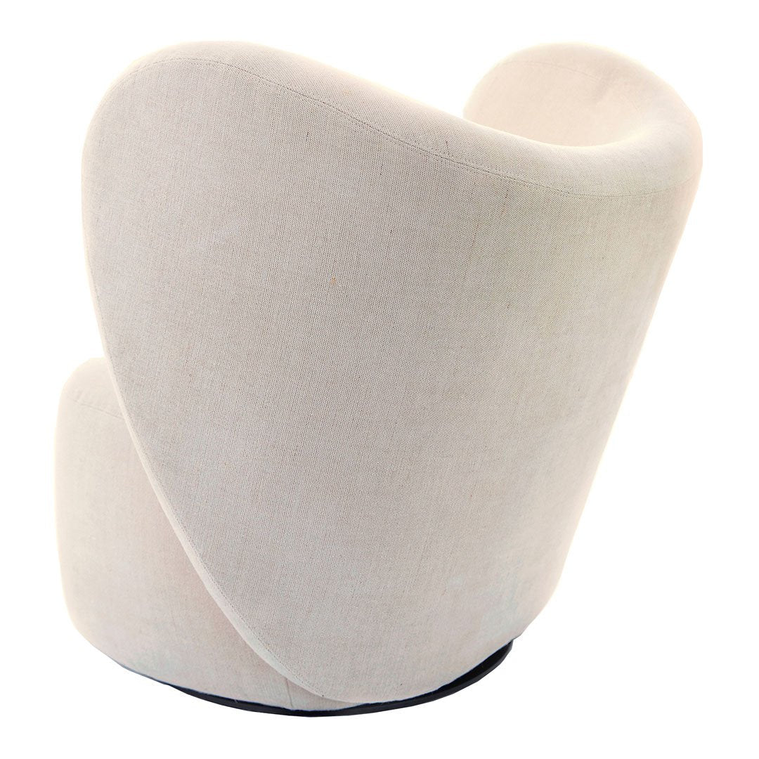 Poltrona lounge girevole imbottita scultorea organica con base girevole a scomparsa per soggiorno