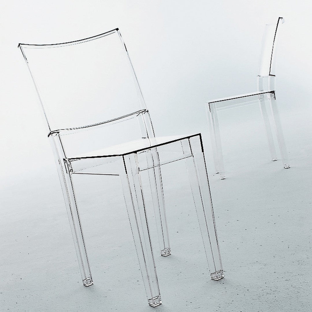 Set di sedie da pranzo in policarbonato ultra-minimalista con forma monopezzo completamente trasparente per sala da pranzo