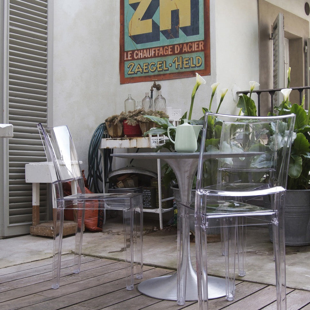 Set di sedie da pranzo in policarbonato ultra-minimalista con forma monopezzo completamente trasparente per sala da pranzo