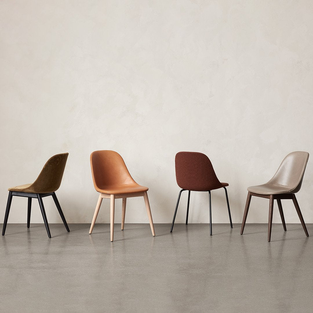 Sedia da pranzo moderna nordica completamente imbottita con braccioli curvati all'esterno e schienale alto per sala da pranzo