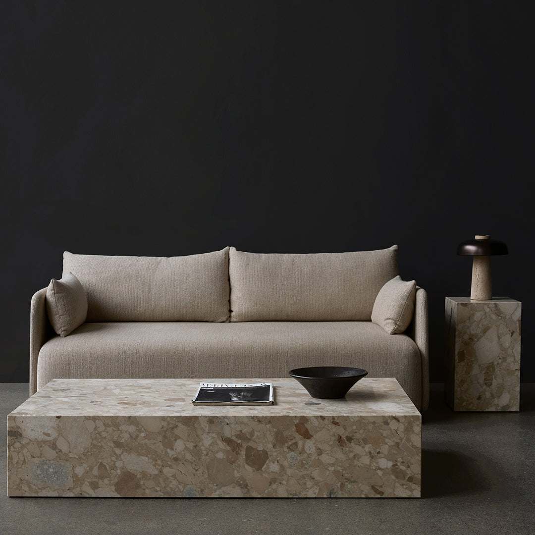 Tavolino Scultoreo Minimalista in Marmo Naturale Alto a Piedistallo con Base Espositiva Multiuso per Soggiorno
