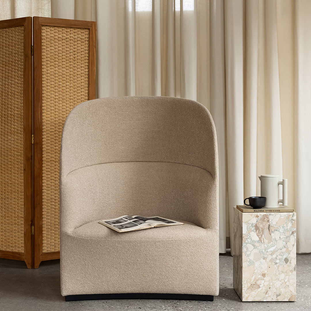 Tavolino Scultoreo Minimalista in Marmo Naturale Alto a Piedistallo con Base Espositiva Multiuso per Soggiorno