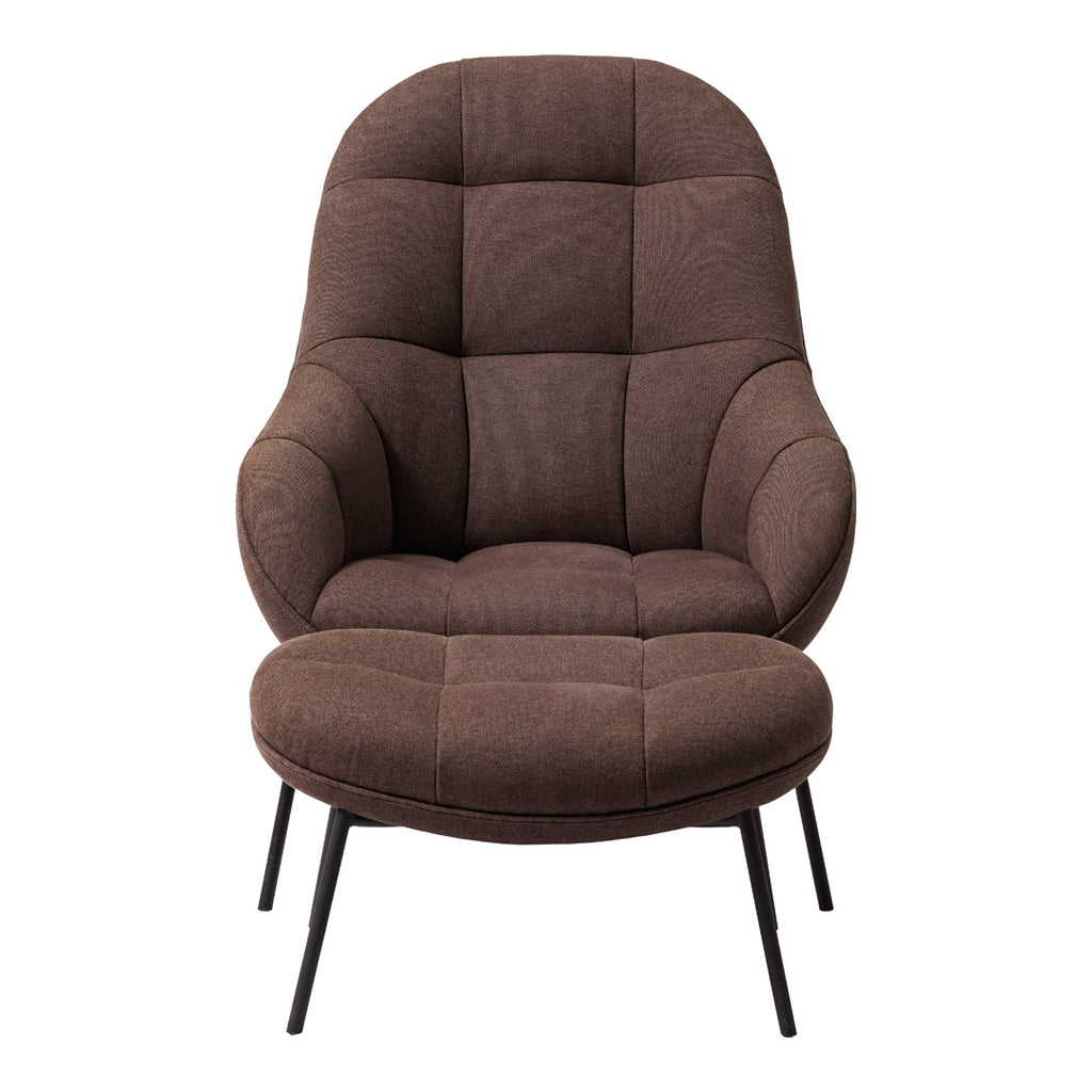 Poltrona lounge moderna e rivestita in tessuto organico con interno ispirato a spicchi di mango, ideale per il soggiorno