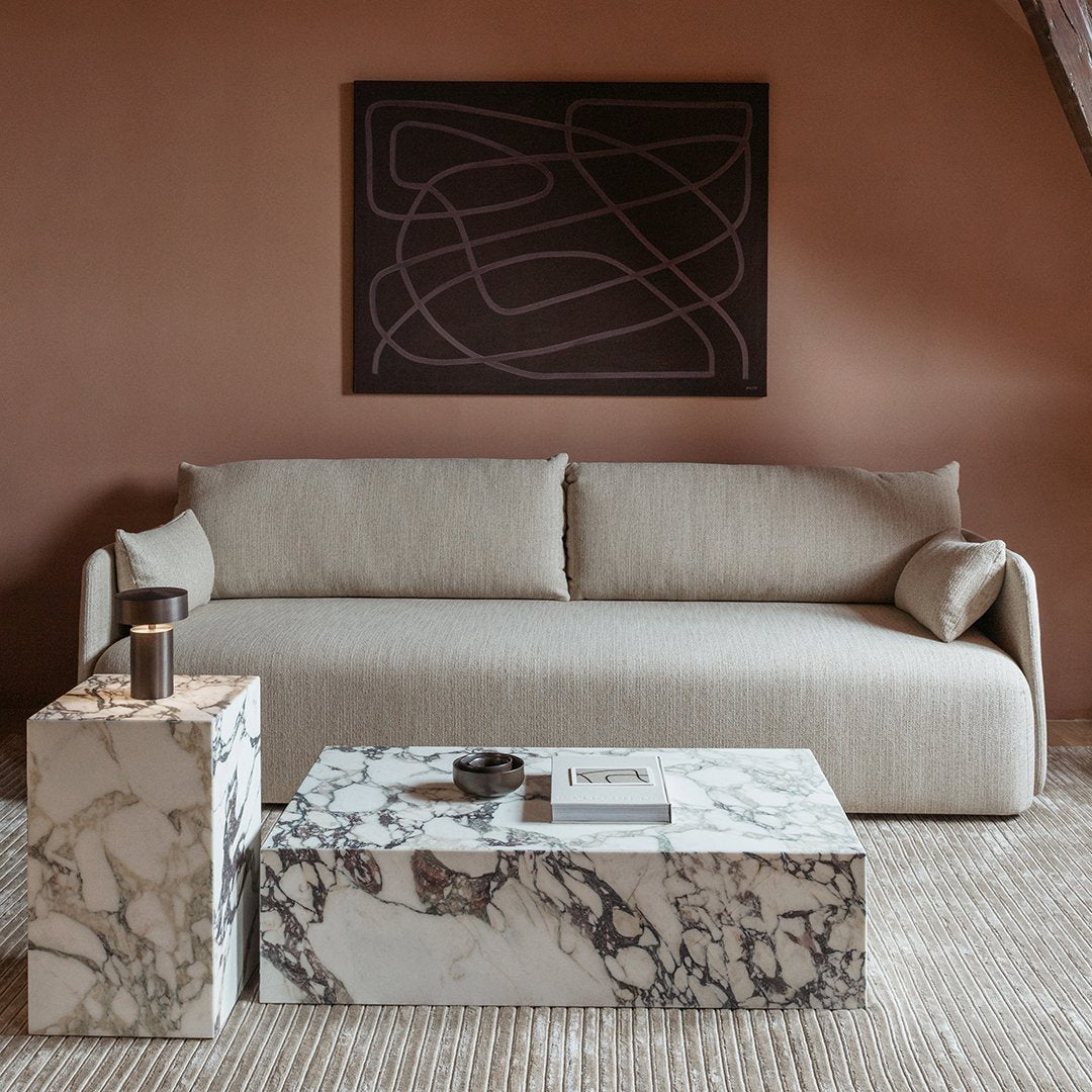 Tavolino Scultoreo Minimalista in Marmo Naturale Alto a Piedistallo con Base Espositiva Multiuso per Soggiorno