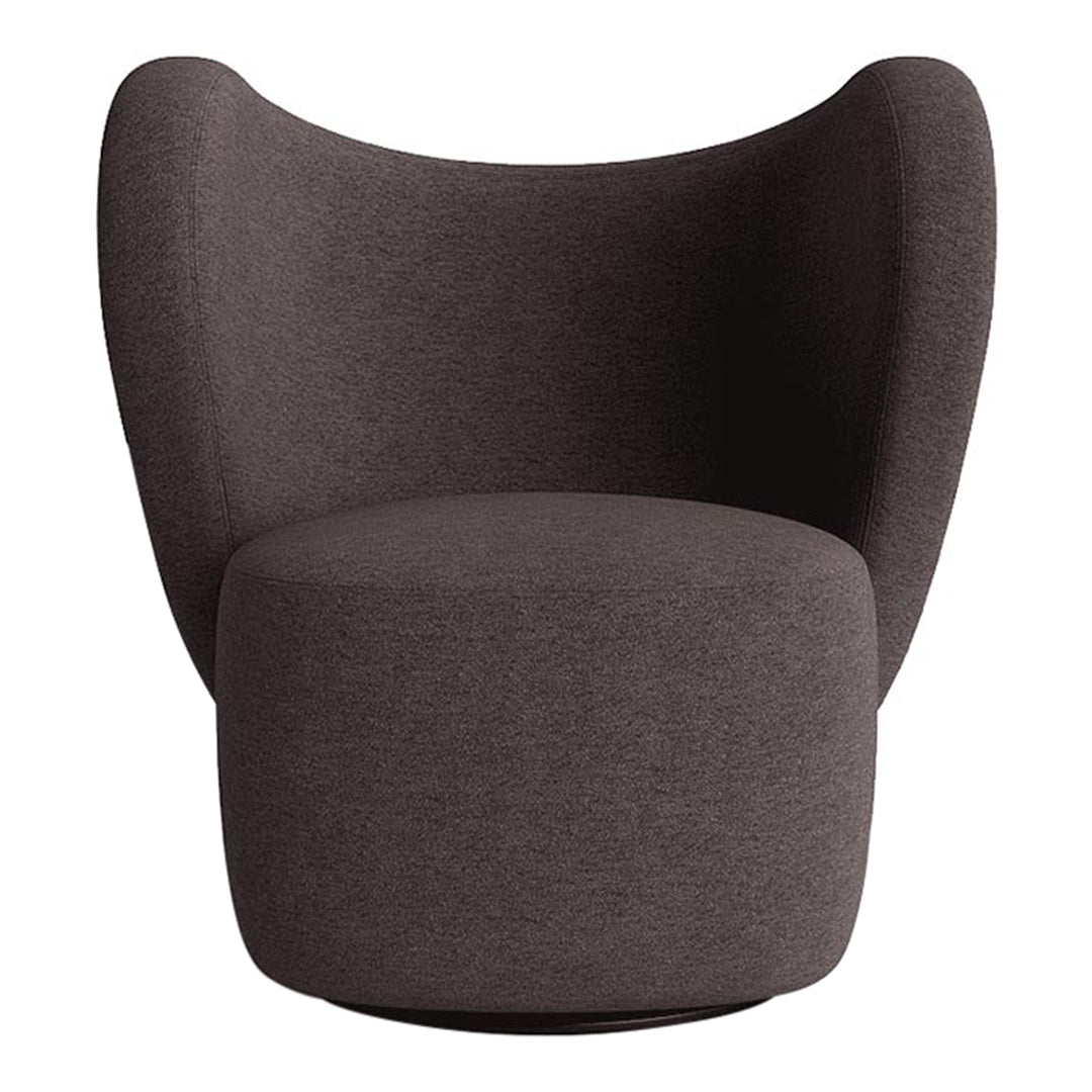 Poltrona lounge girevole imbottita scultorea organica con base girevole a scomparsa per soggiorno