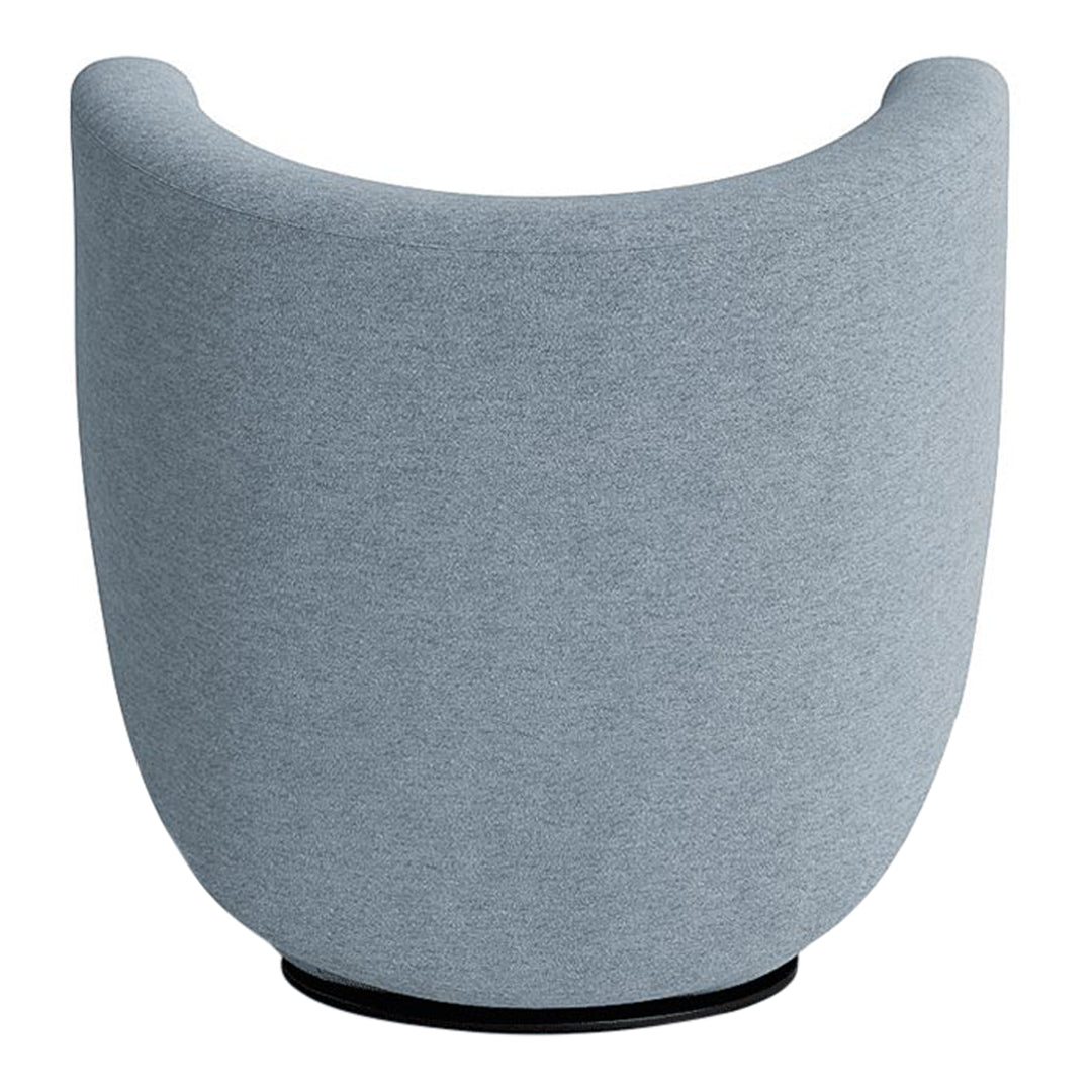 Poltrona lounge girevole imbottita scultorea organica con base girevole a scomparsa per soggiorno