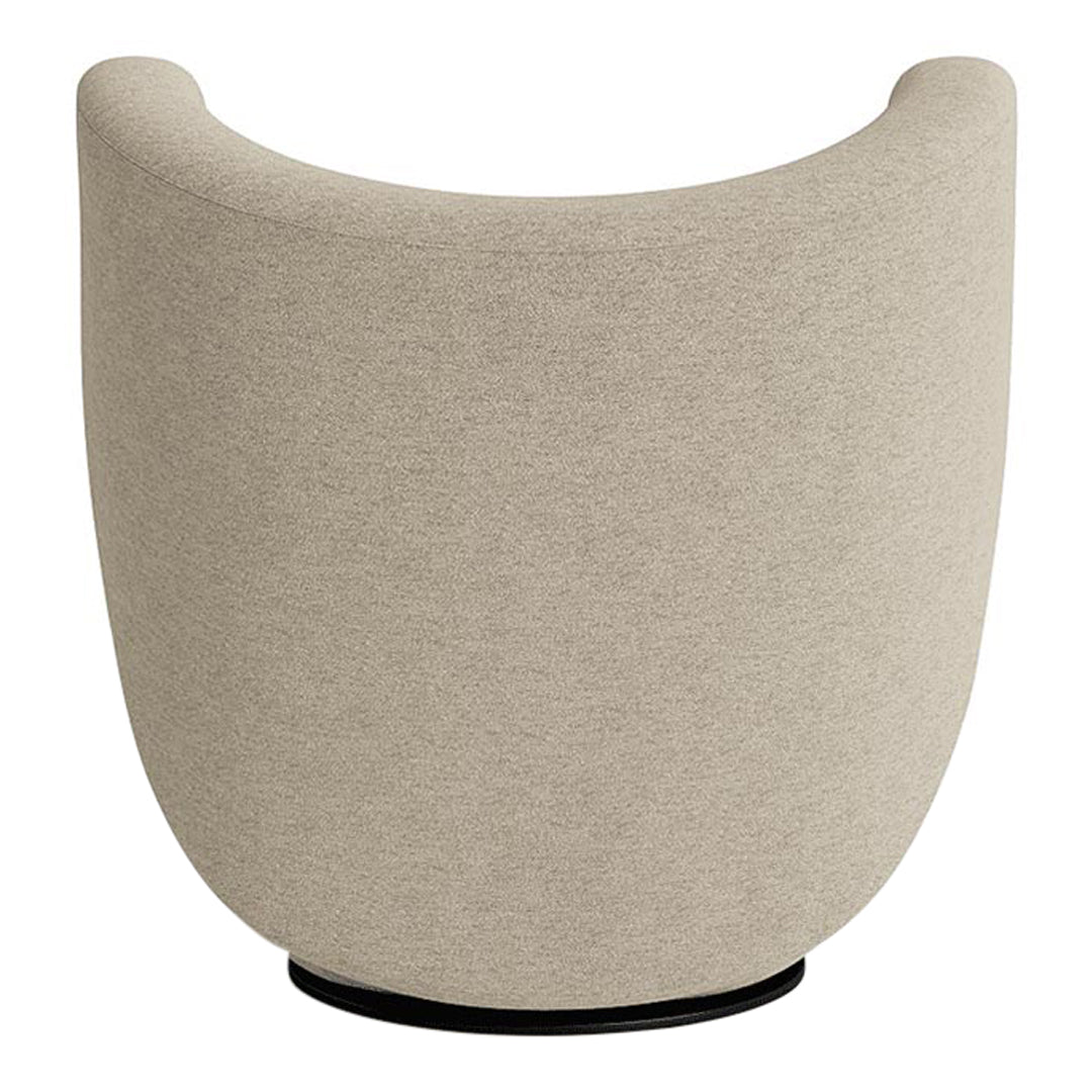 Poltrona lounge girevole imbottita scultorea organica con base girevole a scomparsa per soggiorno