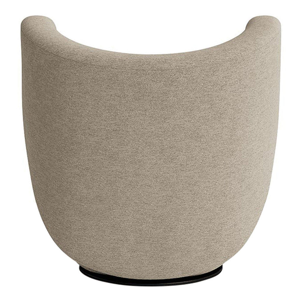 Poltrona lounge girevole imbottita scultorea organica con base girevole a scomparsa per soggiorno