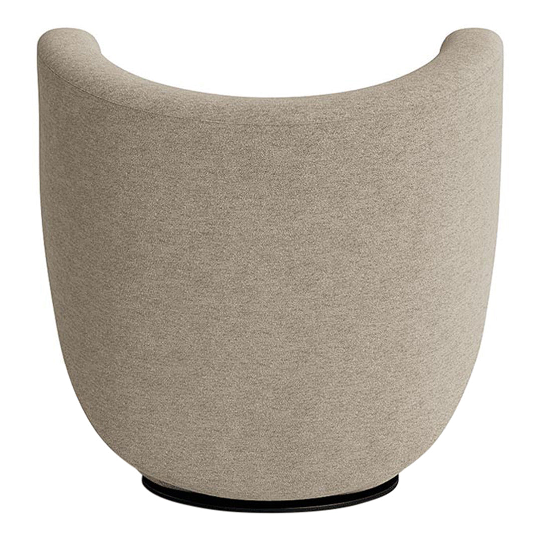 Poltrona lounge girevole imbottita scultorea organica con base girevole a scomparsa per soggiorno