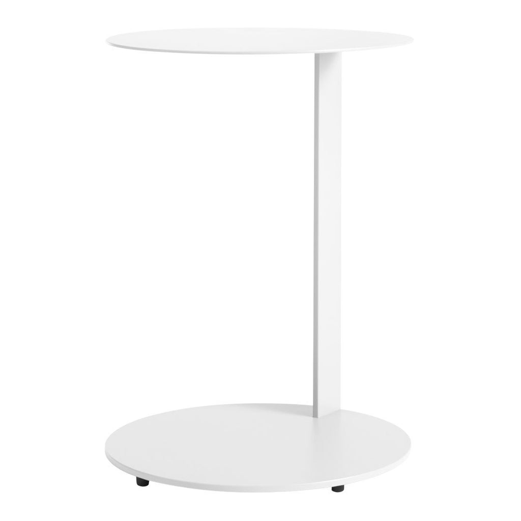 Tavolino Laterale a Sbalzo Moderno Minimalista in Acciaio Verniciato a Polvere con Piano Rotondo Fluttuante per Soggiorno e Camera da Letto