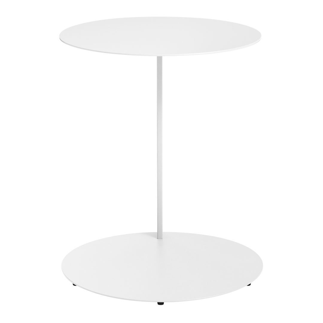 Tavolino Laterale a Sbalzo Moderno Minimalista in Acciaio Verniciato a Polvere con Piano Rotondo Fluttuante per Soggiorno e Camera da Letto