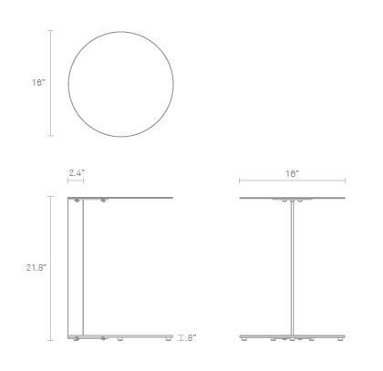 Tavolino Laterale a Sbalzo Moderno Minimalista in Acciaio Verniciato a Polvere con Piano Rotondo Fluttuante per Soggiorno e Camera da Letto