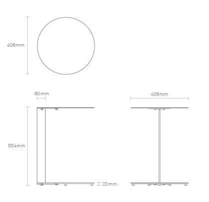 Tavolino Laterale a Sbalzo Moderno Minimalista in Acciaio Verniciato a Polvere con Piano Rotondo Fluttuante per Soggiorno e Camera da Letto