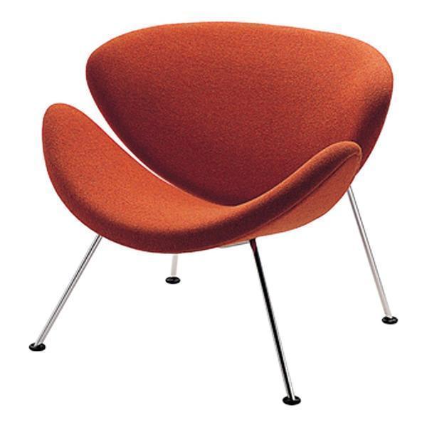 Poltrona lounge retrò Mid-Century in faggio e imbottita con forma a ricciolo a fetta d'arancia per soggiorno