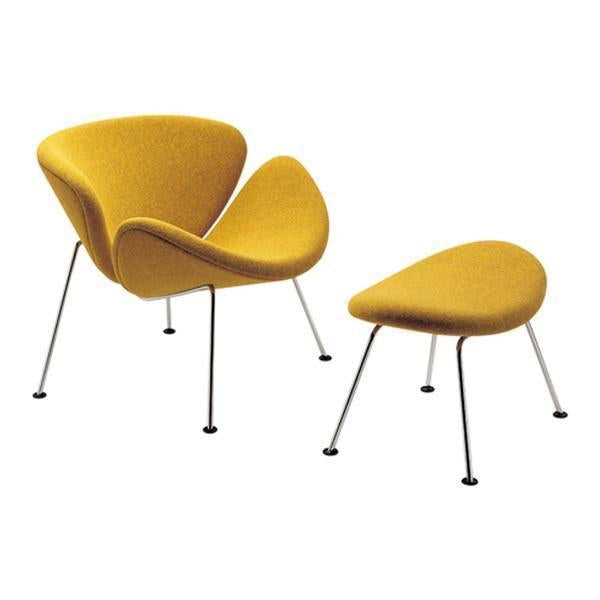 Poltrona lounge retrò Mid-Century in faggio e imbottita con forma a ricciolo a fetta d'arancia per soggiorno