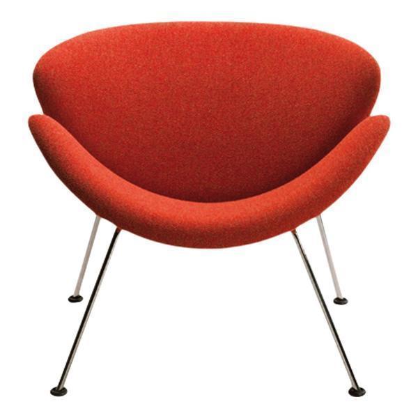 Poltrona lounge retrò Mid-Century in faggio e imbottita con forma a ricciolo a fetta d'arancia per soggiorno