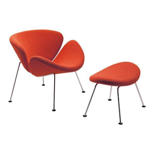 Poltrona lounge retrò Mid-Century in faggio e imbottita con forma a ricciolo a fetta d'arancia per soggiorno