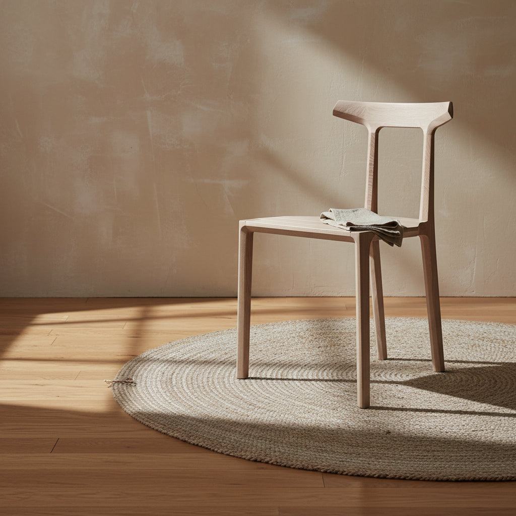 Sedia da pranzo Natural Craft in legno massello con giunzioni leggere ed eleganti per sala da pranzo