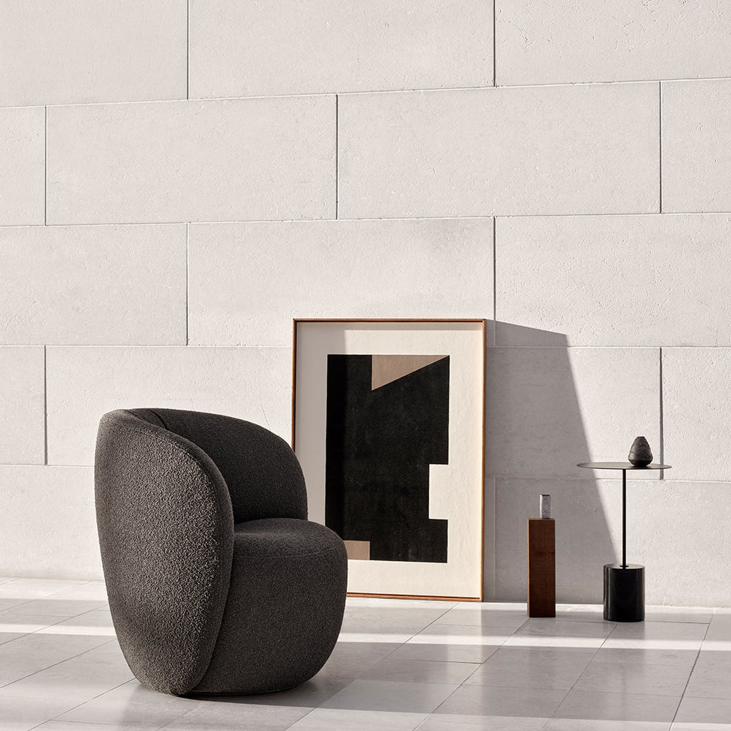Tavolino Minimalista in Marmo Nero Marquina e Acciaio con Base Cilindrica Tensione Geometrica per Salotto