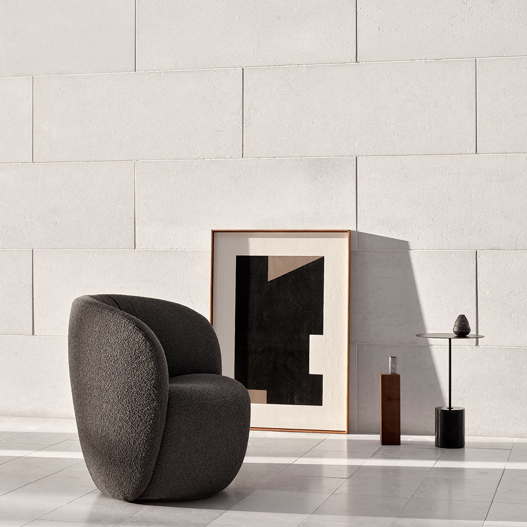 Tavolino Minimalista in Marmo Nero Marquina e Acciaio con Base Cilindrica Tensione Geometrica per Salotto