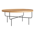 Tavolino moderno minimalista in legno e filo con piano in legno e base in filo a contrasto per soggiorno