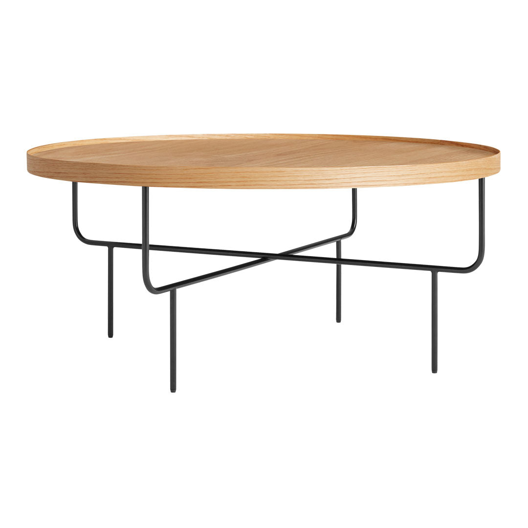 Tavolino moderno minimalista in legno e filo con piano in legno e base in filo a contrasto per soggiorno