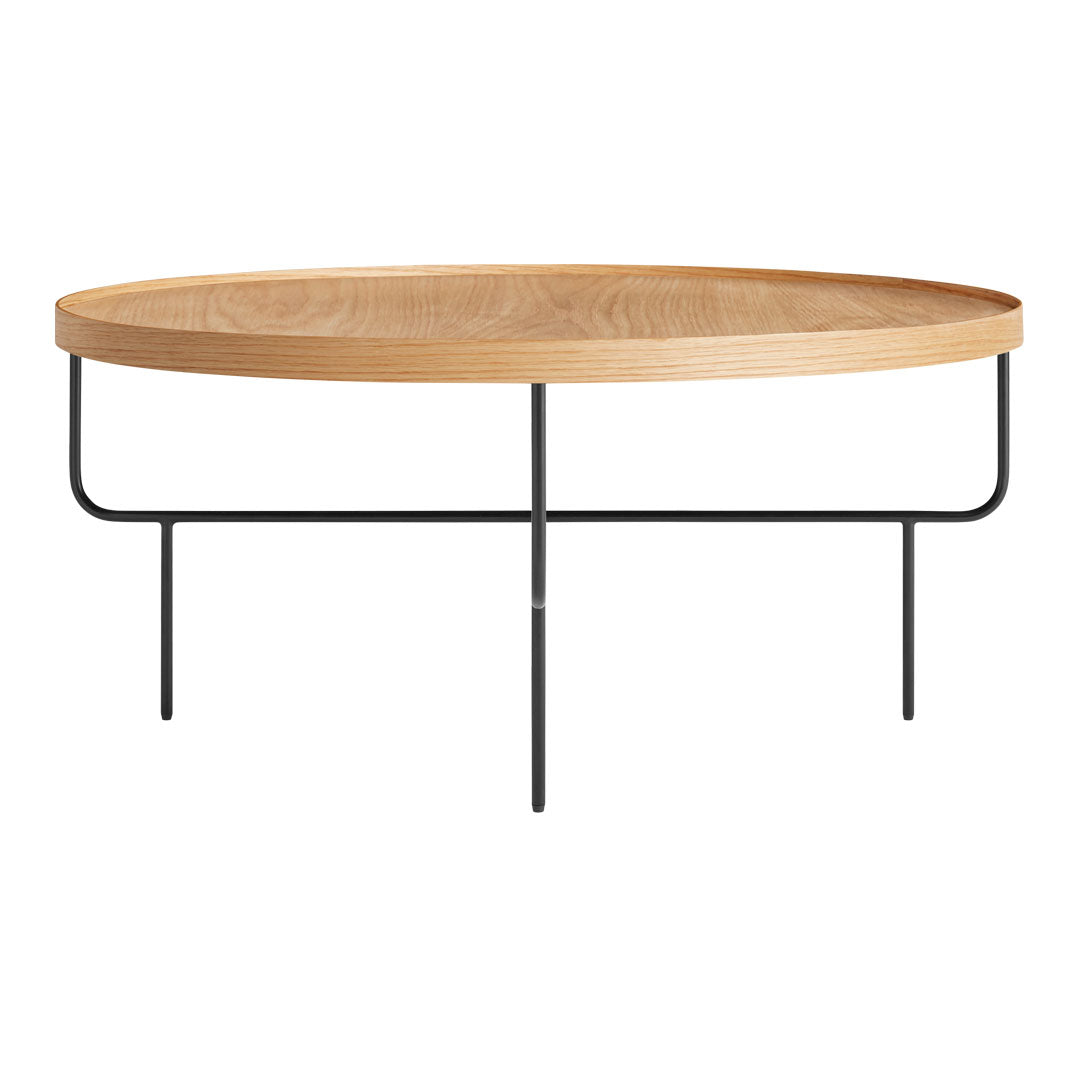 Tavolino moderno minimalista in legno e filo con piano in legno e base in filo a contrasto per soggiorno