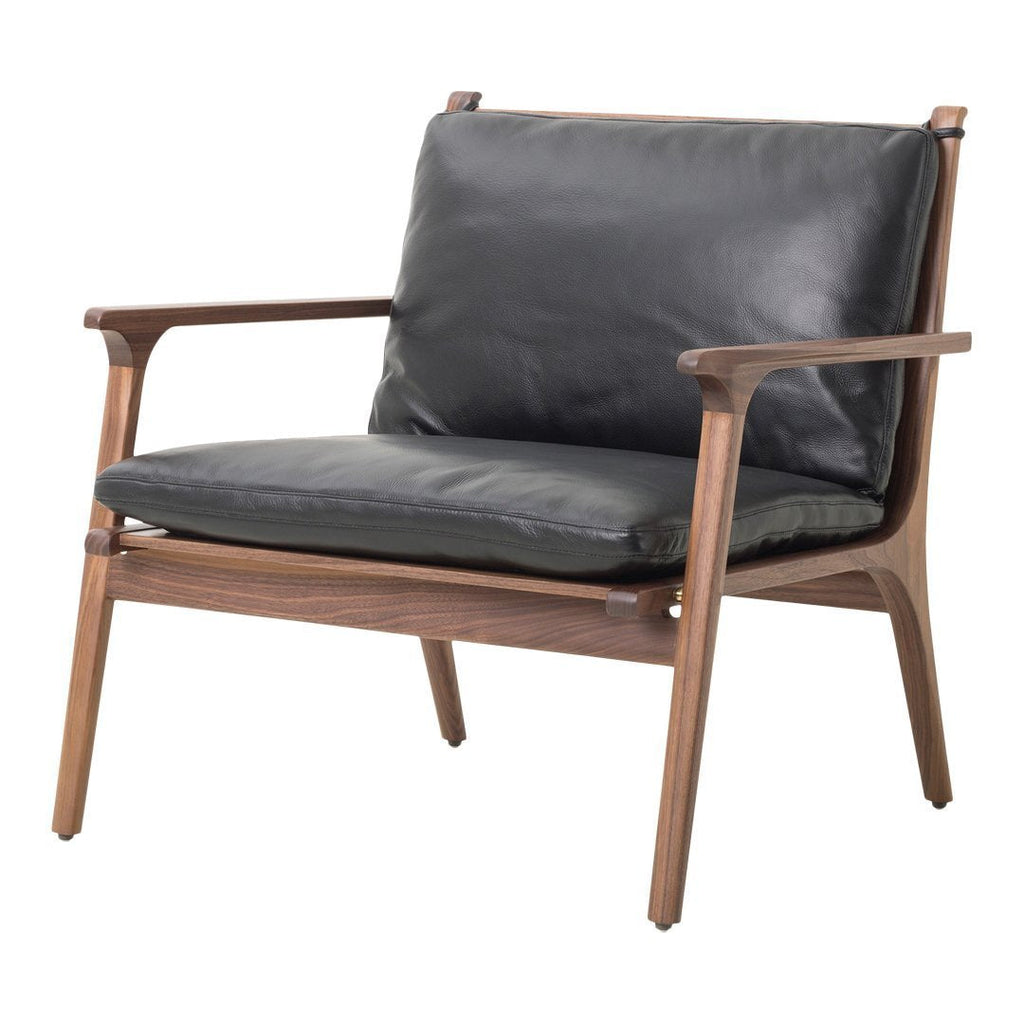 Ampia poltrona Danish Modern in frassino tinto con dettagli artigianali giapponesi per salotto