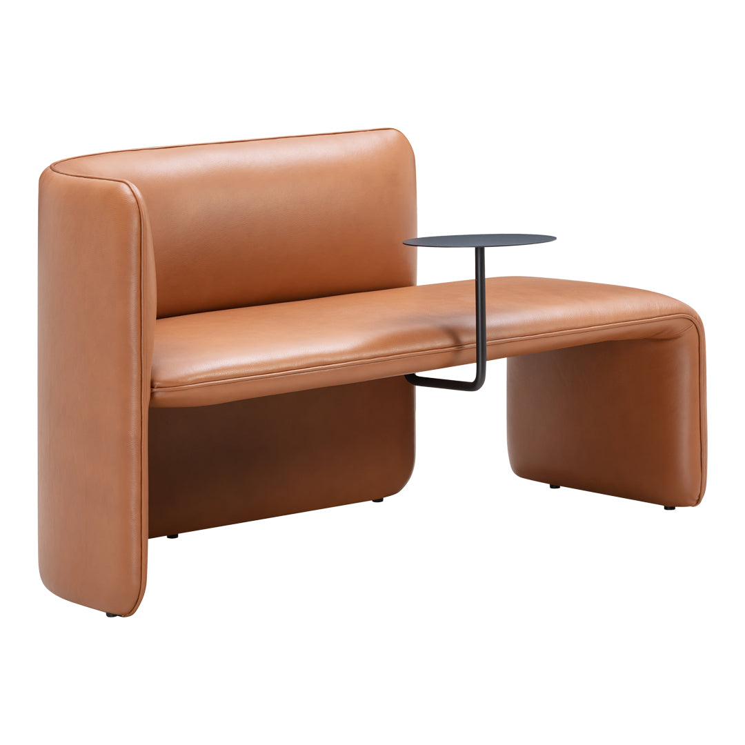 Panca moderna imbottita con tavolino laterale integrato in acciaio per lounge e ufficio