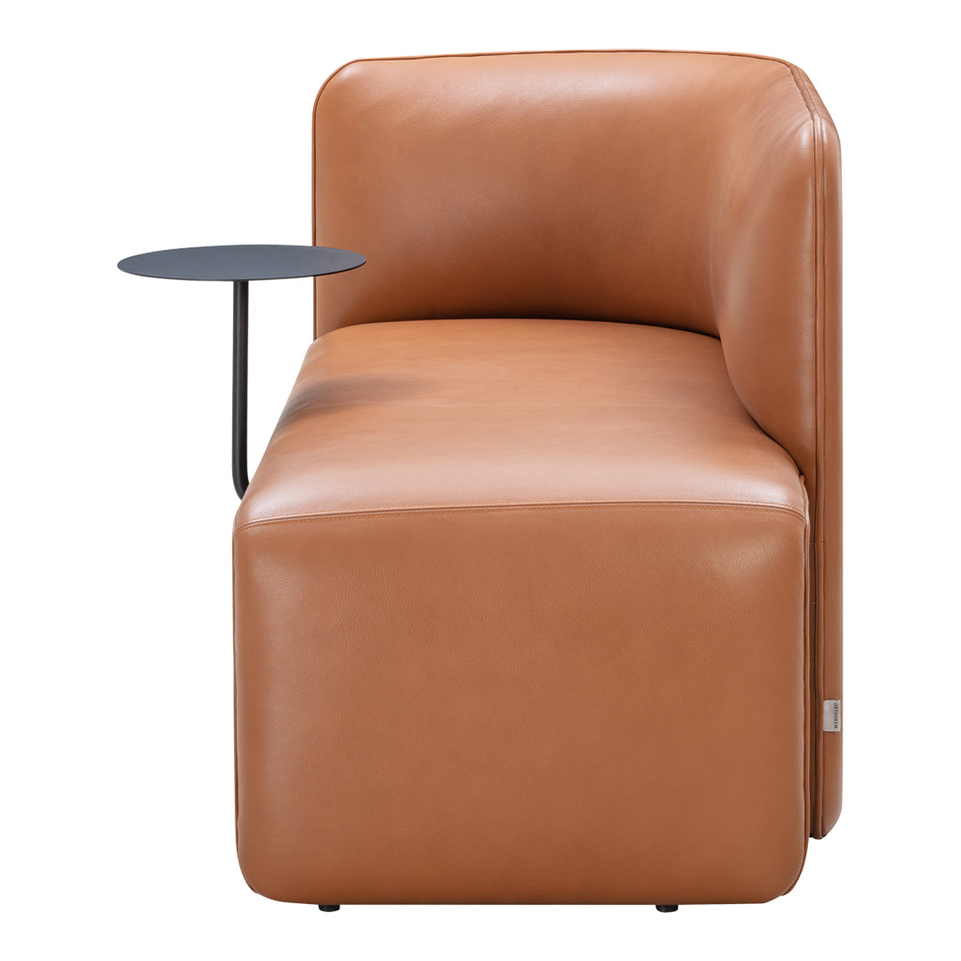 Panca moderna imbottita con tavolino laterale integrato in acciaio per lounge e ufficio