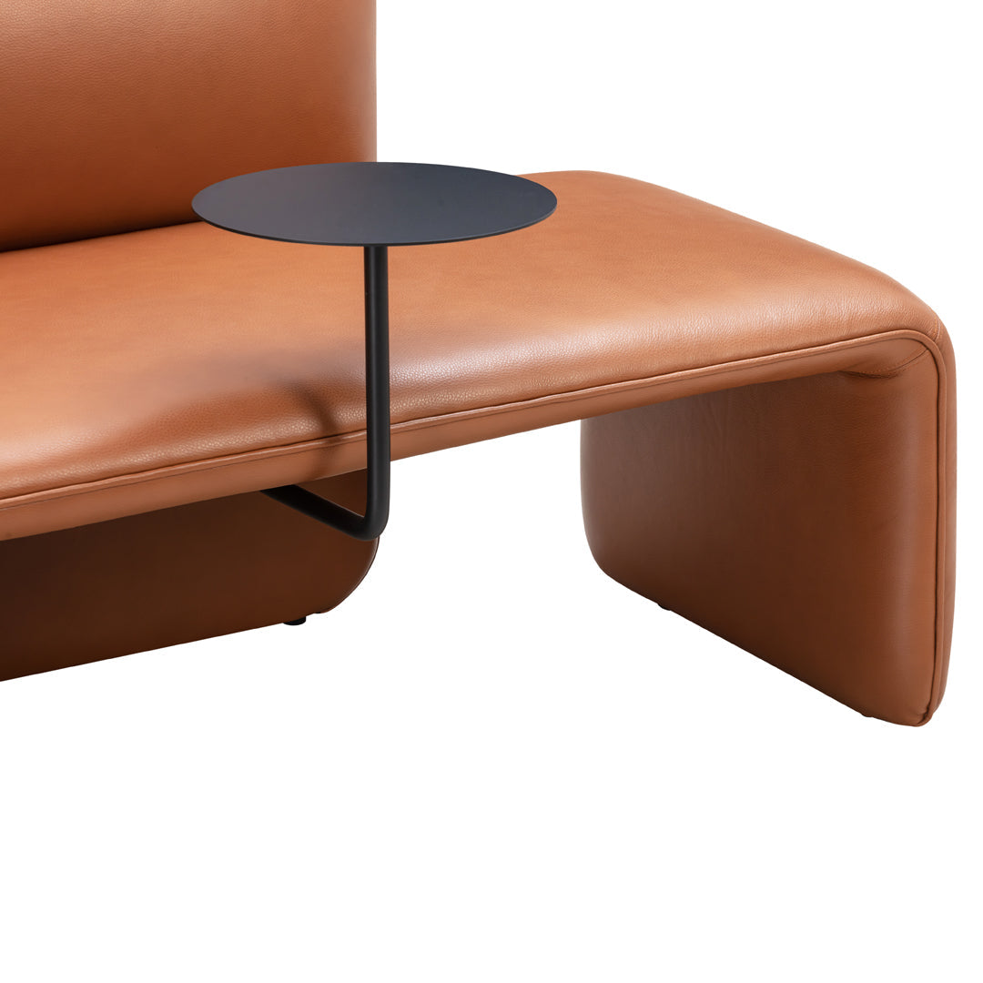 Panca moderna imbottita con tavolino laterale integrato in acciaio per lounge e ufficio