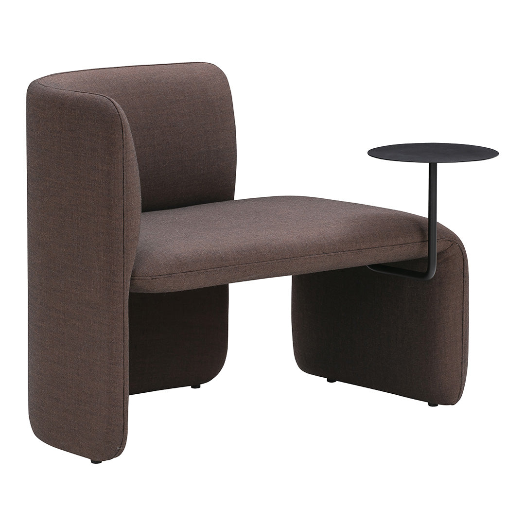 Panca moderna imbottita con tavolino laterale integrato in acciaio per lounge e ufficio