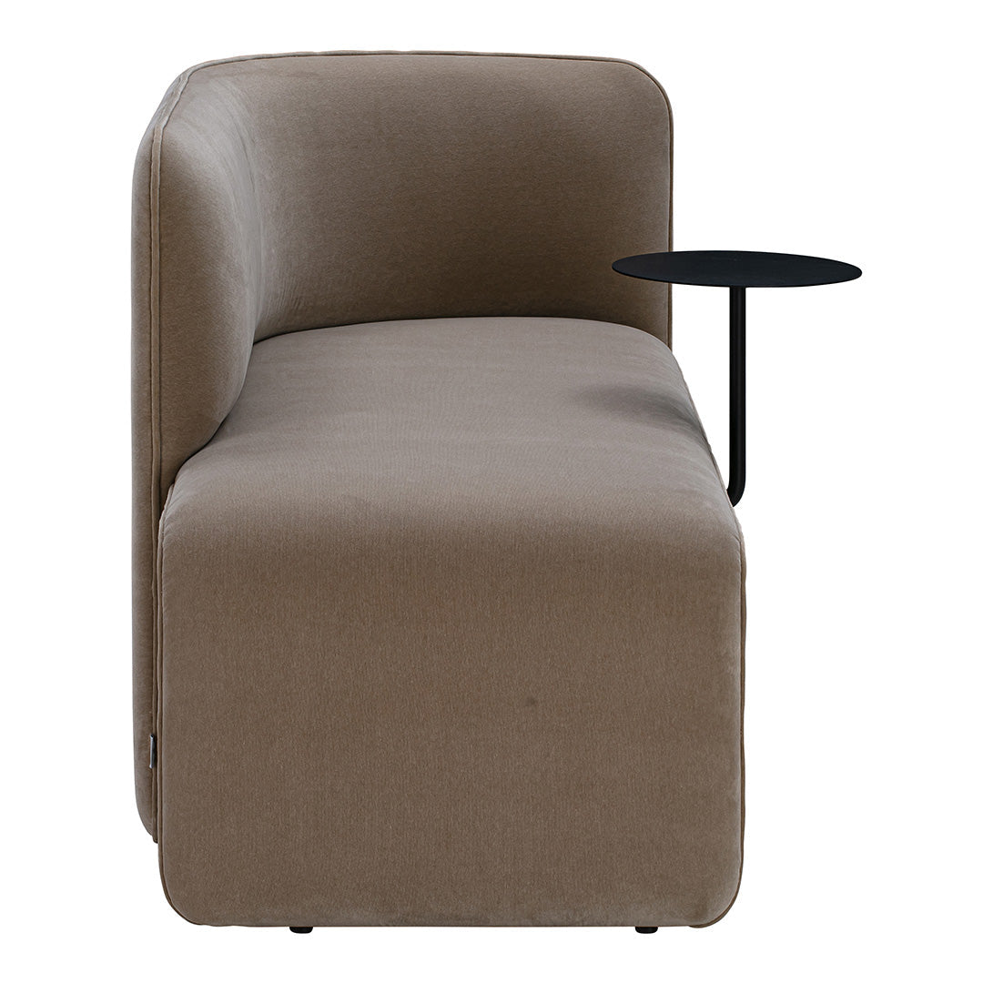 Panca moderna imbottita con tavolino laterale integrato in acciaio per lounge e ufficio