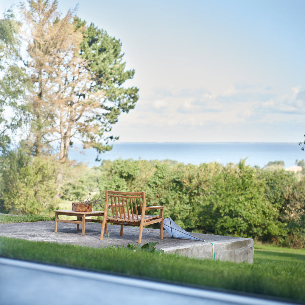 Tavolino Nordic da esterni in materiale naturale con design da giardino per esterni e balconi