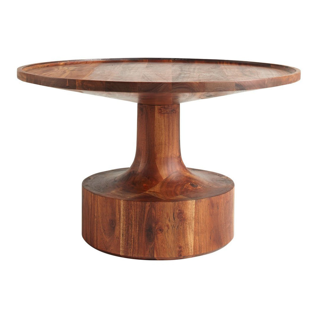 Tavolino da salotto rustico in legno massello di acacia con forma robusta e resistente