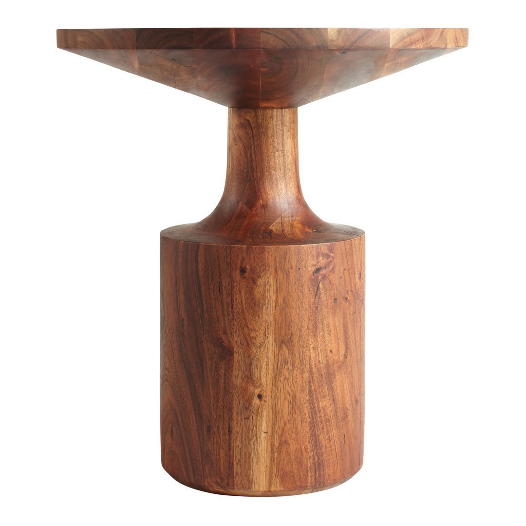 Tavolino Alto in Legno Massello di Acacia Naturale e Rustico, con Struttura Robusta e Sostanziosa per Soggiorno e Camera da Letto